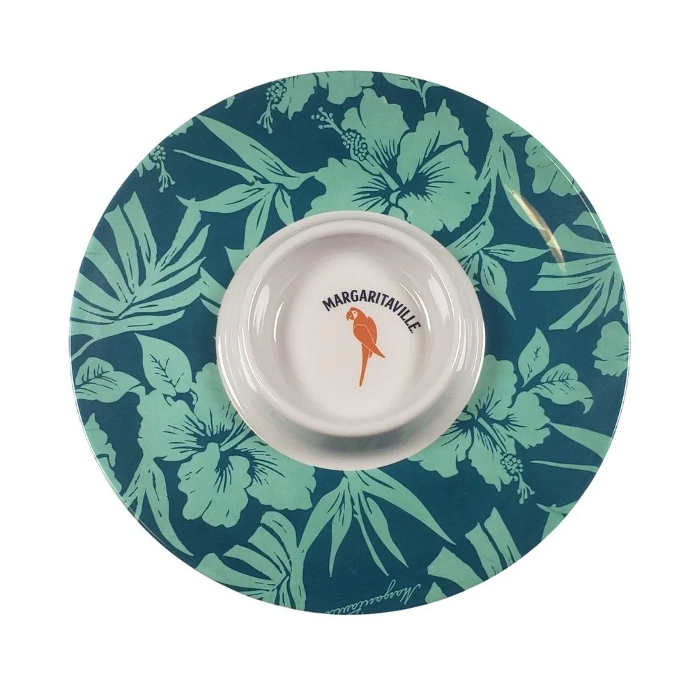Margaritaville Chip and Dip Bowl Set 2 Tropical Floral Melamine 12
